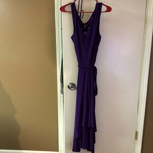 Purple high low maxi dress.